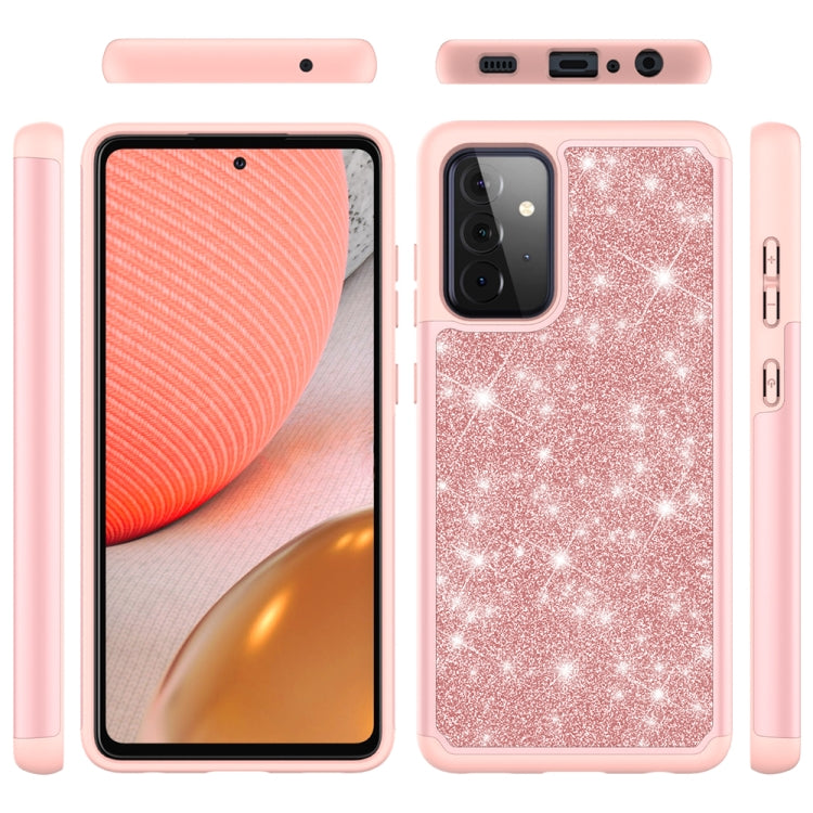 For Samsung Galaxy A72 5G / 4G Glitter Powder Contrast Skin Shockproof Silicone + PC Protective Case