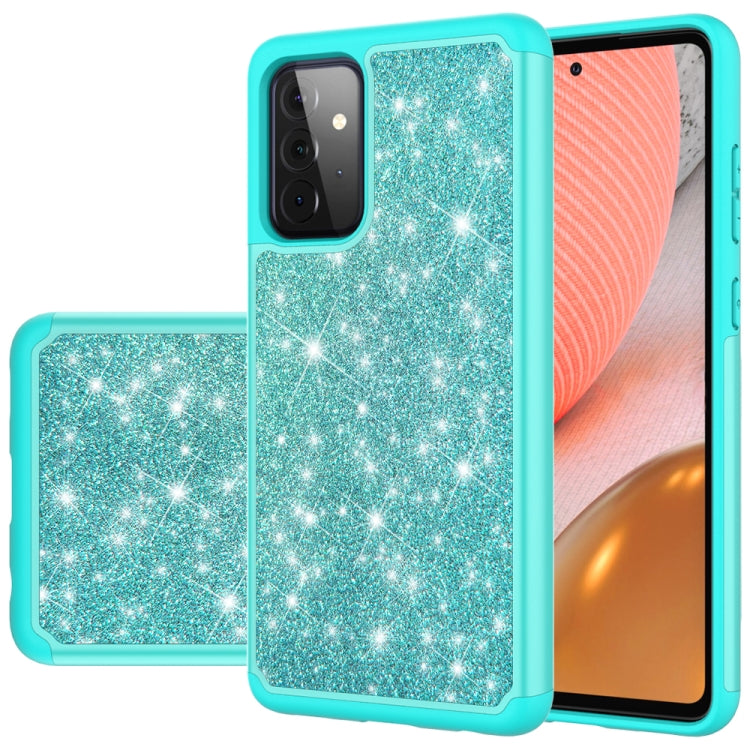 For Samsung Galaxy A72 5G / 4G Glitter Powder Contrast Skin Shockproof Silicone + PC Protective Case