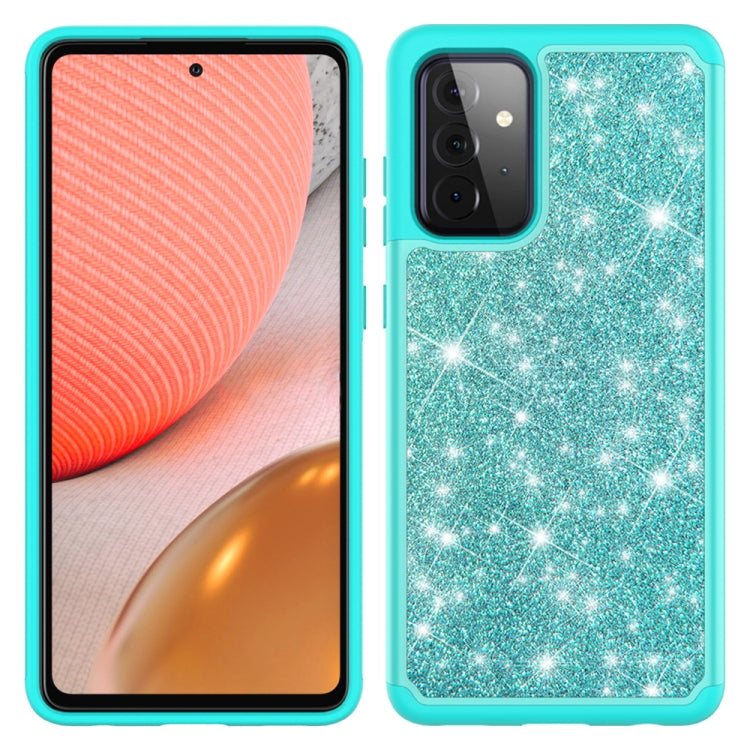 For Samsung Galaxy A72 5G / 4G Glitter Powder Contrast Skin Shockproof Silicone + PC Protective Case