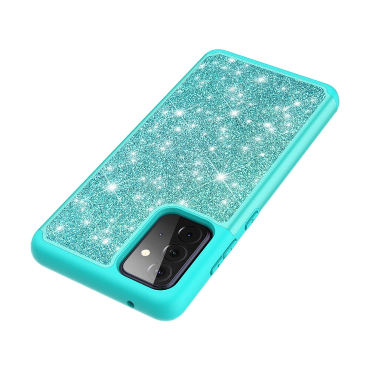 For Samsung Galaxy A72 5G / 4G Glitter Powder Contrast Skin Shockproof Silicone + PC Protective Case