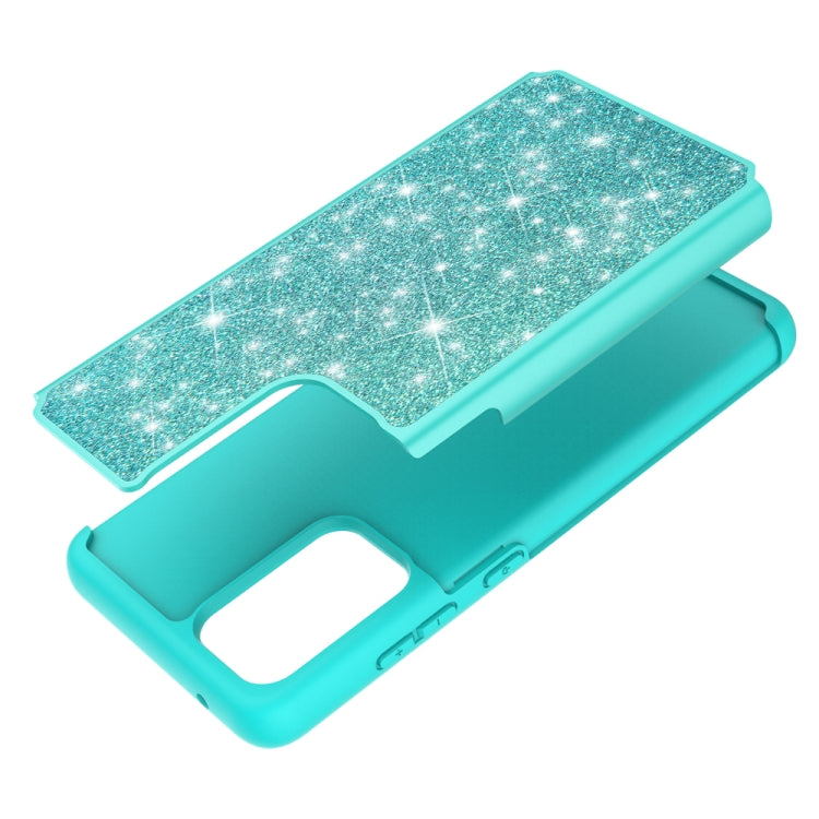 For Samsung Galaxy A72 5G / 4G Glitter Powder Contrast Skin Shockproof Silicone + PC Protective Case