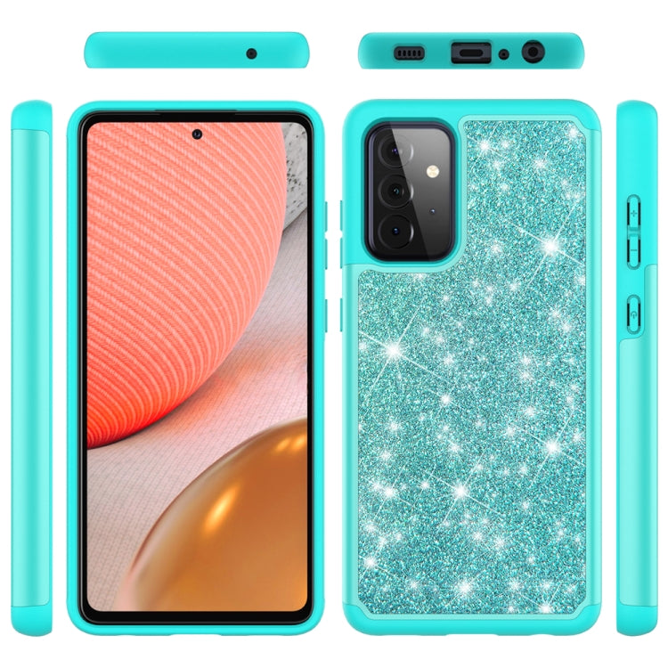 For Samsung Galaxy A72 5G / 4G Glitter Powder Contrast Skin Shockproof Silicone + PC Protective Case