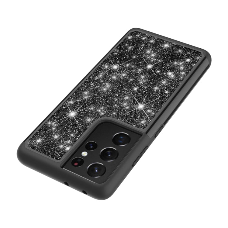 For Samsung Galaxy S21 Ultra 5G Glitter Powder Contrast Skin Shockproof Silicone + PC Protective Case
