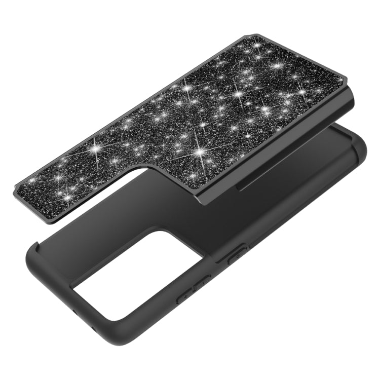 For Samsung Galaxy S21 Ultra 5G Glitter Powder Contrast Skin Shockproof Silicone + PC Protective Case