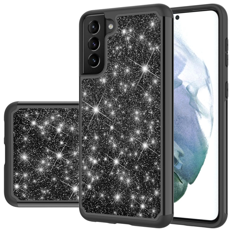 For Samsung Galaxy S21+ 5G Glitter Powder Contrast Skin Shockproof Silicone + PC Protective Case