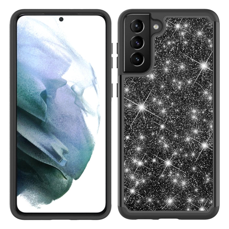 For Samsung Galaxy S21+ 5G Glitter Powder Contrast Skin Shockproof Silicone + PC Protective Case
