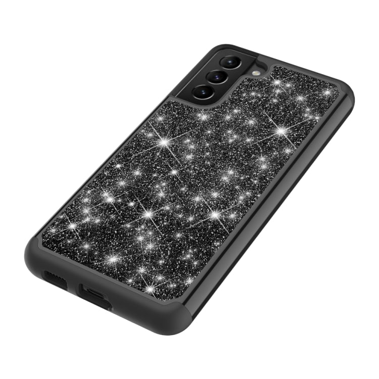 For Samsung Galaxy S21+ 5G Glitter Powder Contrast Skin Shockproof Silicone + PC Protective Case