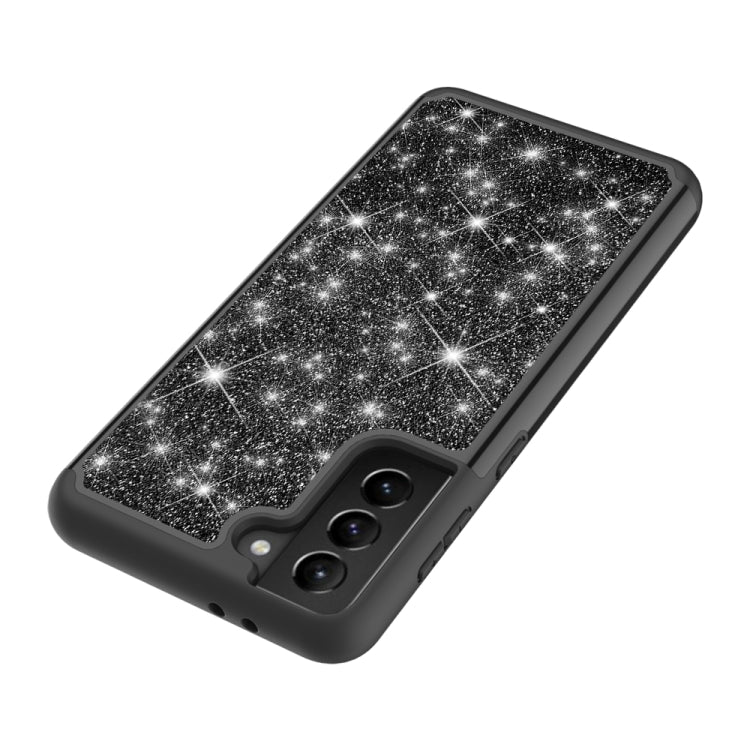For Samsung Galaxy S21+ 5G Glitter Powder Contrast Skin Shockproof Silicone + PC Protective Case