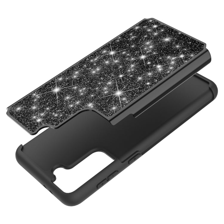 For Samsung Galaxy S21+ 5G Glitter Powder Contrast Skin Shockproof Silicone + PC Protective Case