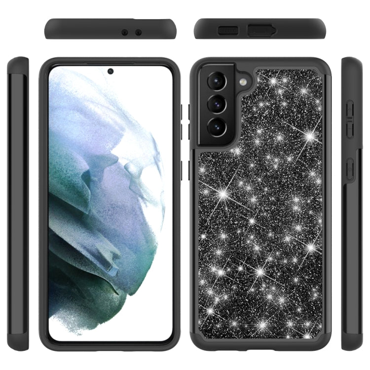 For Samsung Galaxy S21+ 5G Glitter Powder Contrast Skin Shockproof Silicone + PC Protective Case