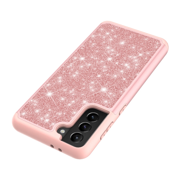 For Samsung Galaxy S21+ 5G Glitter Powder Contrast Skin Shockproof Silicone + PC Protective Case