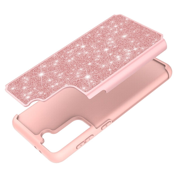 For Samsung Galaxy S21+ 5G Glitter Powder Contrast Skin Shockproof Silicone + PC Protective Case