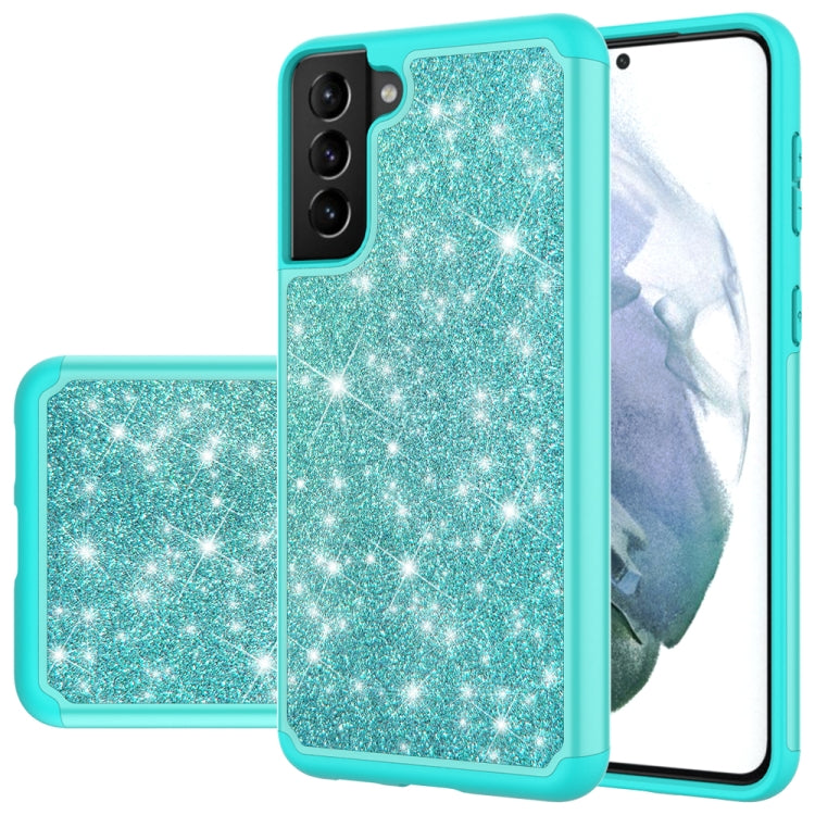 For Samsung Galaxy S21+ 5G Glitter Powder Contrast Skin Shockproof Silicone + PC Protective Case