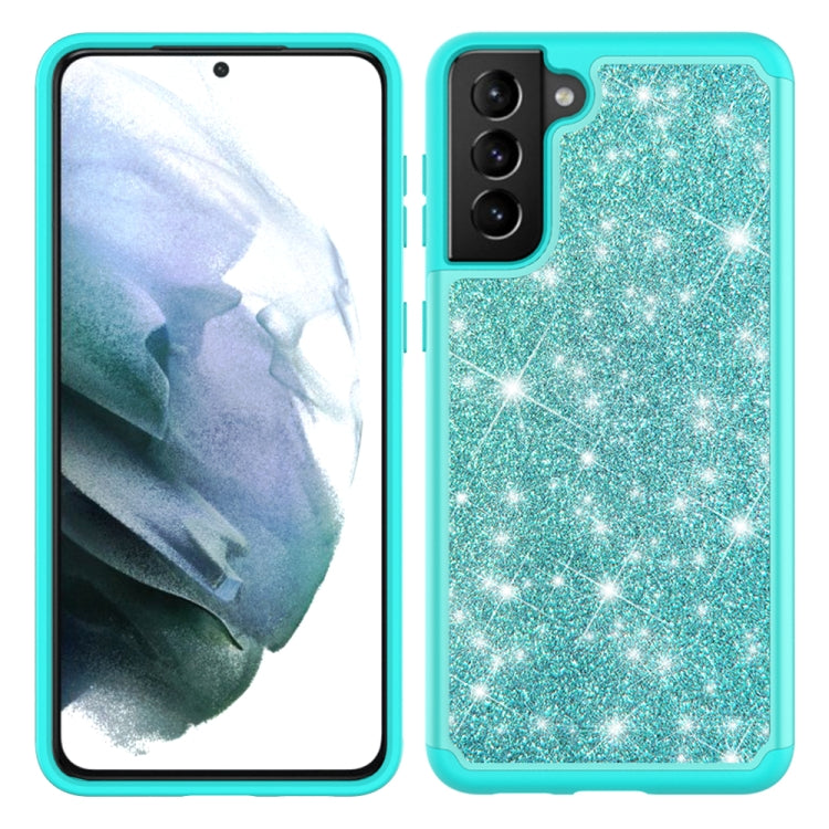 For Samsung Galaxy S21+ 5G Glitter Powder Contrast Skin Shockproof Silicone + PC Protective Case