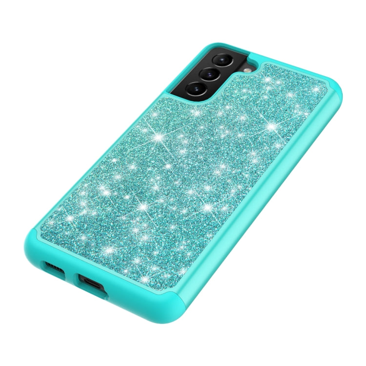 For Samsung Galaxy S21+ 5G Glitter Powder Contrast Skin Shockproof Silicone + PC Protective Case