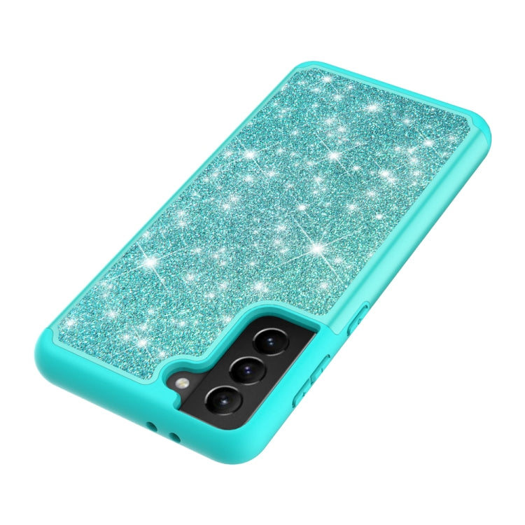 For Samsung Galaxy S21+ 5G Glitter Powder Contrast Skin Shockproof Silicone + PC Protective Case
