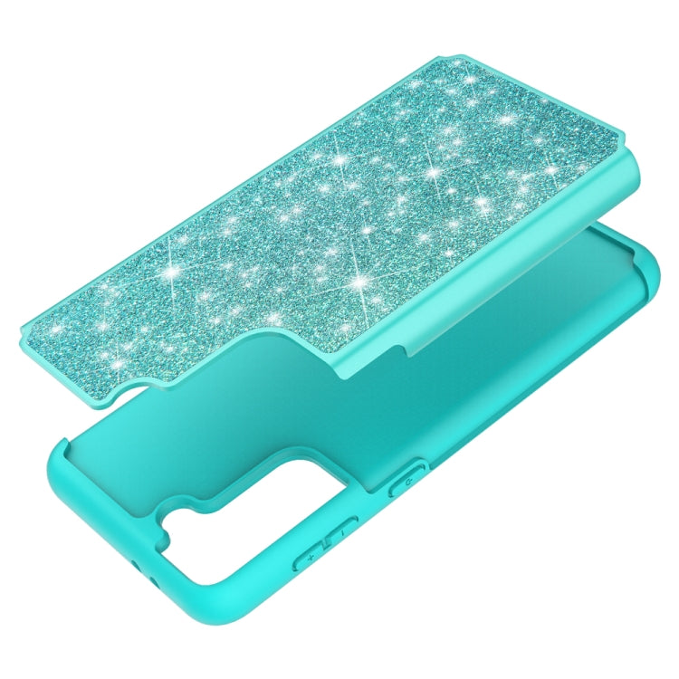For Samsung Galaxy S21+ 5G Glitter Powder Contrast Skin Shockproof Silicone + PC Protective Case