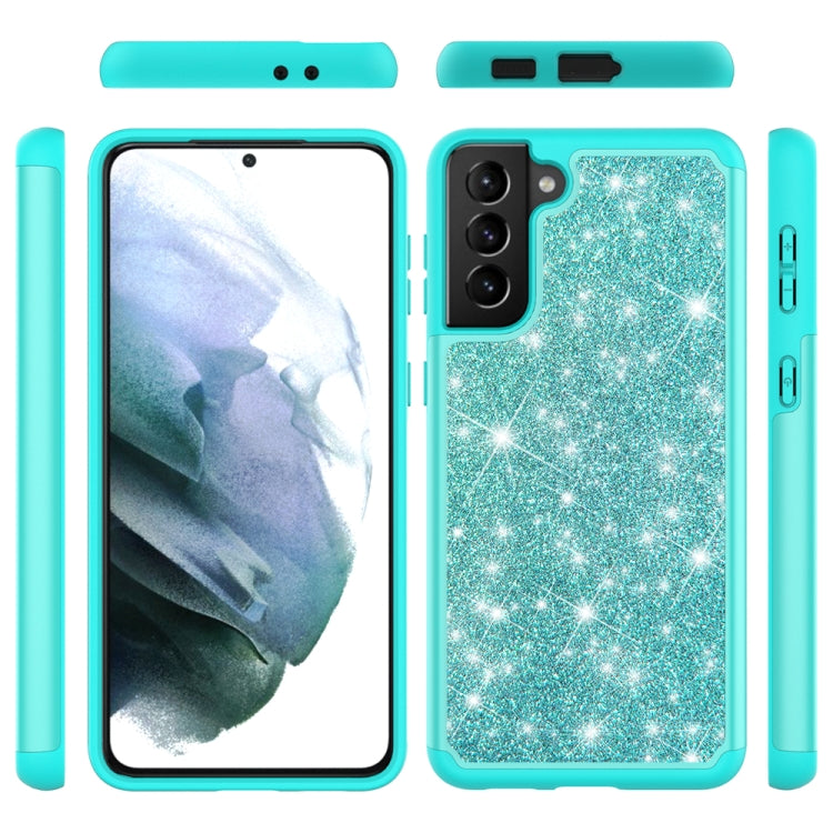 For Samsung Galaxy S21+ 5G Glitter Powder Contrast Skin Shockproof Silicone + PC Protective Case