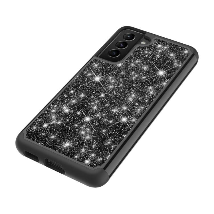 For Samsung Galaxy S21 5G Glitter Powder Contrast Skin Shockproof Silicone + PC Protective Case