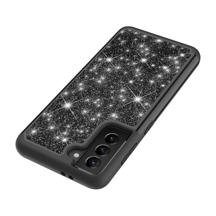 For Samsung Galaxy S21 5G Glitter Powder Contrast Skin Shockproof Silicone + PC Protective Case