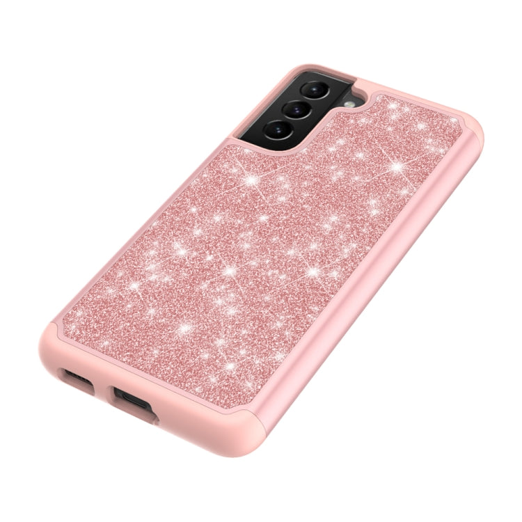 For Samsung Galaxy S21 5G Glitter Powder Contrast Skin Shockproof Silicone + PC Protective Case