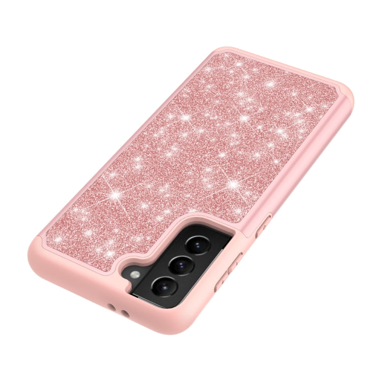 For Samsung Galaxy S21 5G Glitter Powder Contrast Skin Shockproof Silicone + PC Protective Case