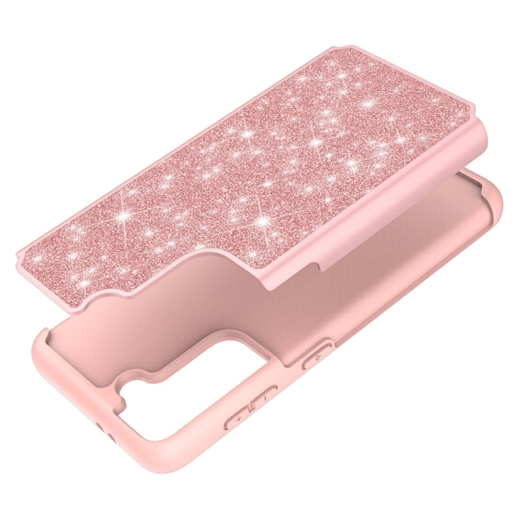 For Samsung Galaxy S21 5G Glitter Powder Contrast Skin Shockproof Silicone + PC Protective Case