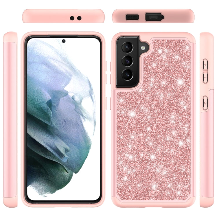 For Samsung Galaxy S21 5G Glitter Powder Contrast Skin Shockproof Silicone + PC Protective Case
