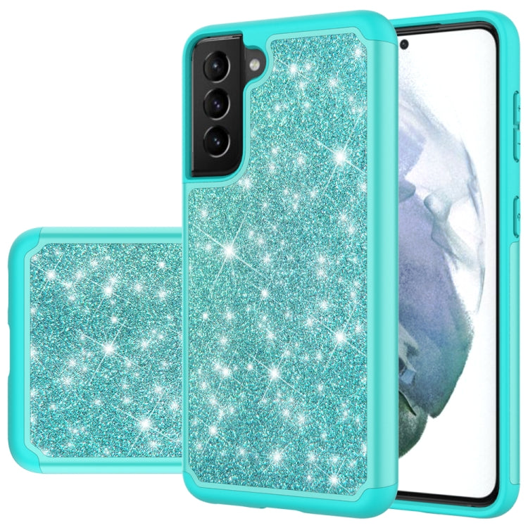 For Samsung Galaxy S21 5G Glitter Powder Contrast Skin Shockproof Silicone + PC Protective Case