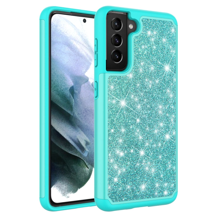 For Samsung Galaxy S21 5G Glitter Powder Contrast Skin Shockproof Silicone + PC Protective Case