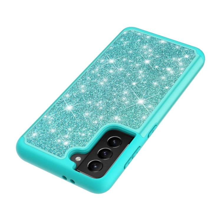 For Samsung Galaxy S21 5G Glitter Powder Contrast Skin Shockproof Silicone + PC Protective Case