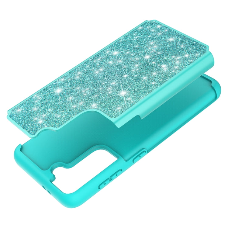 For Samsung Galaxy S21 5G Glitter Powder Contrast Skin Shockproof Silicone + PC Protective Case