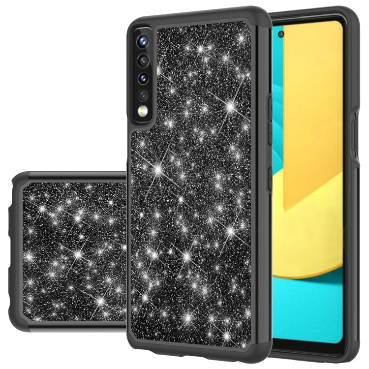 For LG Stylo 7 4G Glitter Powder Contrast Skin Shockproof Silicone + PC Protective Case