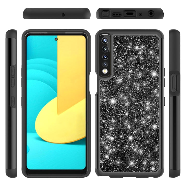 For LG Stylo 7 4G Glitter Powder Contrast Skin Shockproof Silicone + PC Protective Case