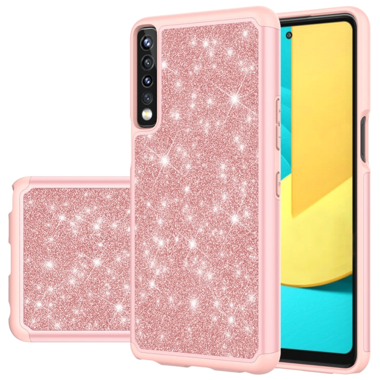 For LG Stylo 7 4G Glitter Powder Contrast Skin Shockproof Silicone + PC Protective Case