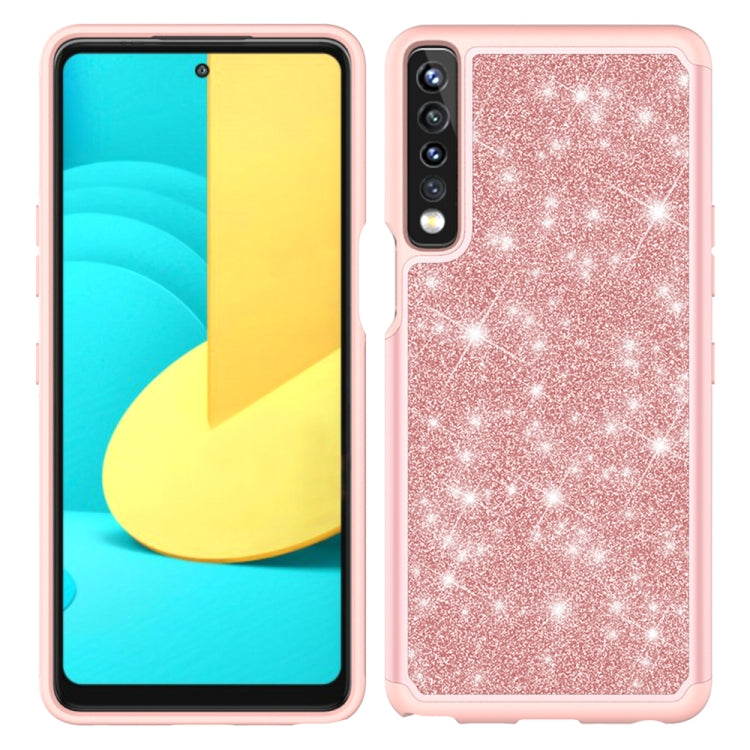 For LG Stylo 7 4G Glitter Powder Contrast Skin Shockproof Silicone + PC Protective Case