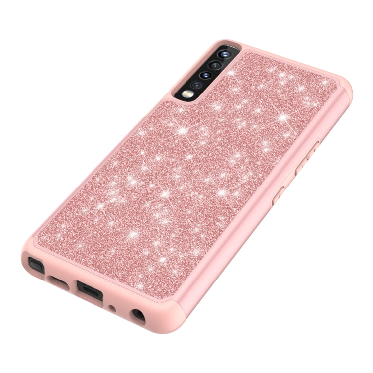 For LG Stylo 7 4G Glitter Powder Contrast Skin Shockproof Silicone + PC Protective Case
