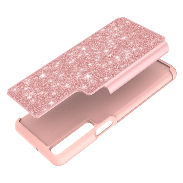 For LG Stylo 7 4G Glitter Powder Contrast Skin Shockproof Silicone + PC Protective Case