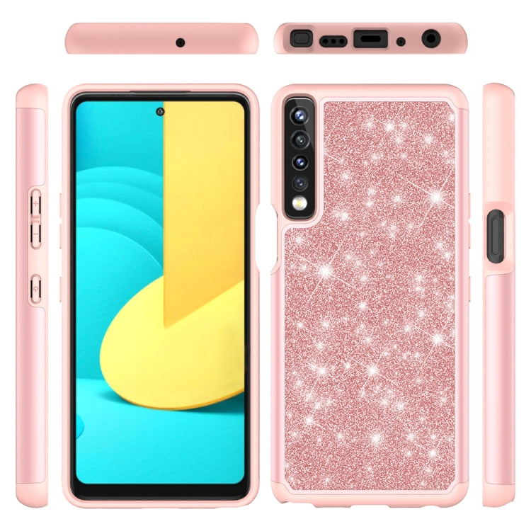 For LG Stylo 7 4G Glitter Powder Contrast Skin Shockproof Silicone + PC Protective Case