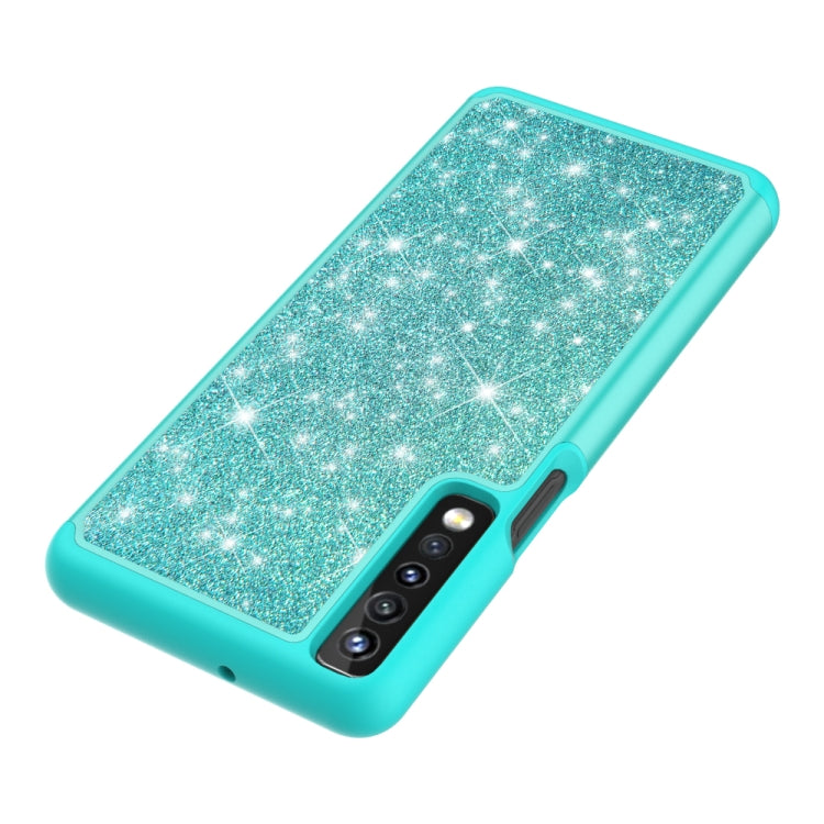 For LG Stylo 7 4G Glitter Powder Contrast Skin Shockproof Silicone + PC Protective Case