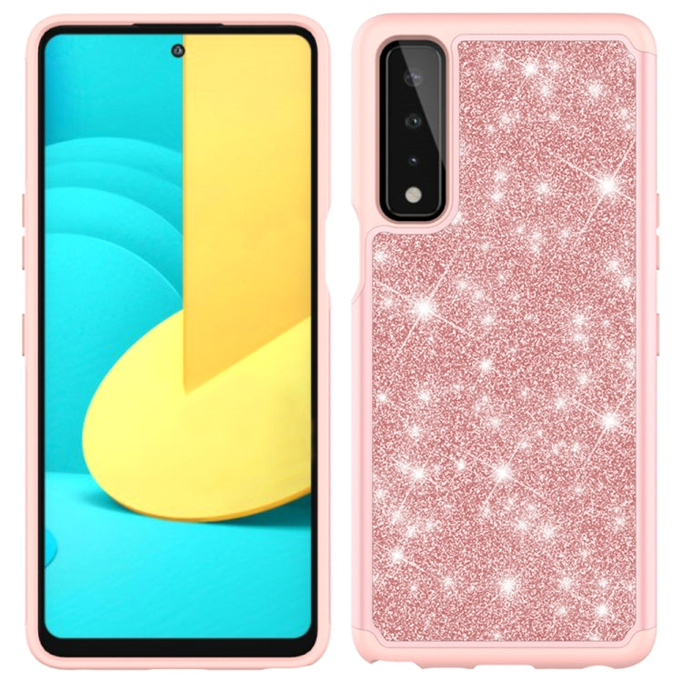 For LG Stylo 7 5G Glitter Powder Contrast Skin Shockproof Silicone + PC Protective Case