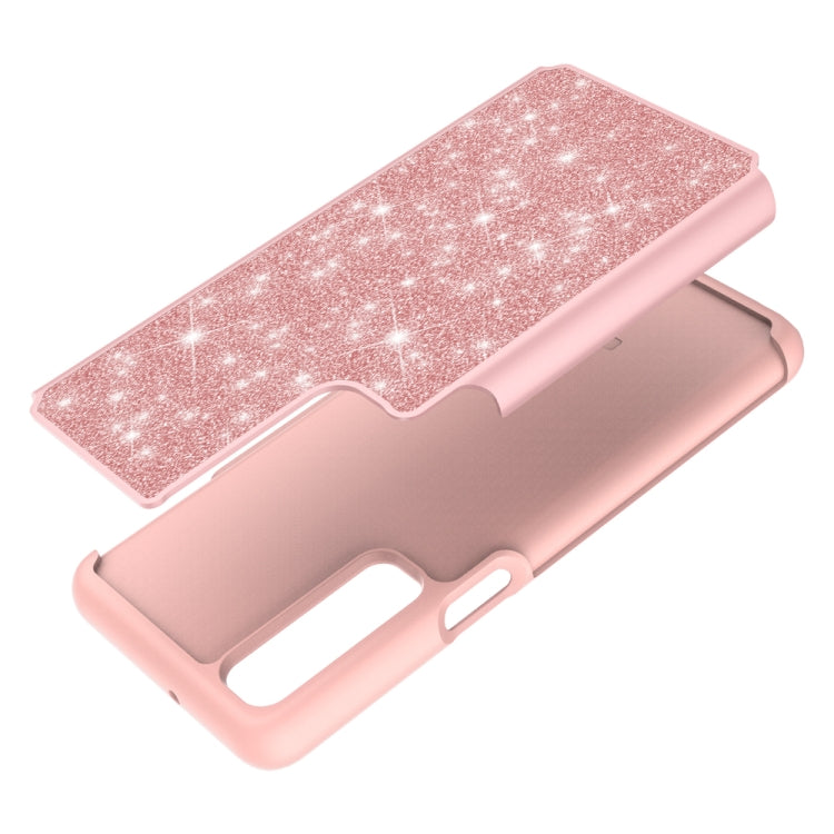 For LG Stylo 7 5G Glitter Powder Contrast Skin Shockproof Silicone + PC Protective Case