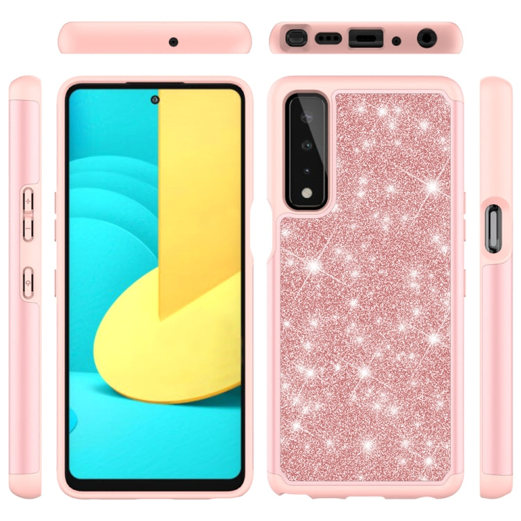 For LG Stylo 7 5G Glitter Powder Contrast Skin Shockproof Silicone + PC Protective Case