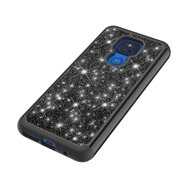 For Motorola Moto G Play (2021) Glitter Powder Contrast Skin Shockproof Silicone + PC Protective Case
