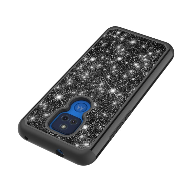 For Motorola Moto G Play (2021) Glitter Powder Contrast Skin Shockproof Silicone + PC Protective Case