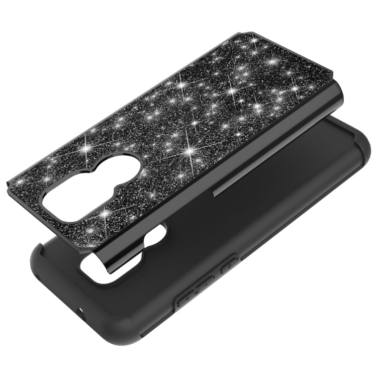 For Motorola Moto G Play (2021) Glitter Powder Contrast Skin Shockproof Silicone + PC Protective Case