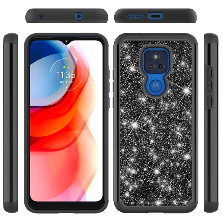For Motorola Moto G Play (2021) Glitter Powder Contrast Skin Shockproof Silicone + PC Protective Case