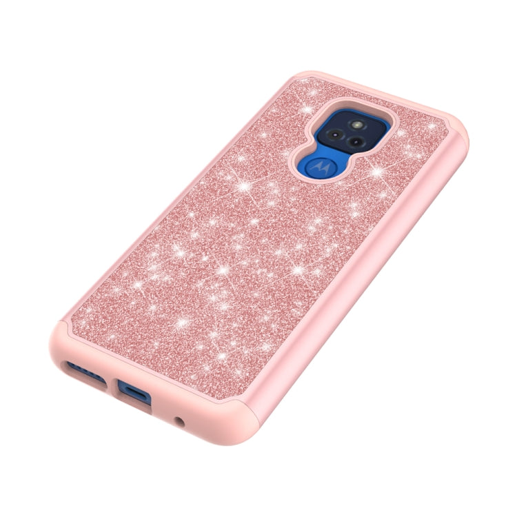 For Motorola Moto G Play (2021) Glitter Powder Contrast Skin Shockproof Silicone + PC Protective Case