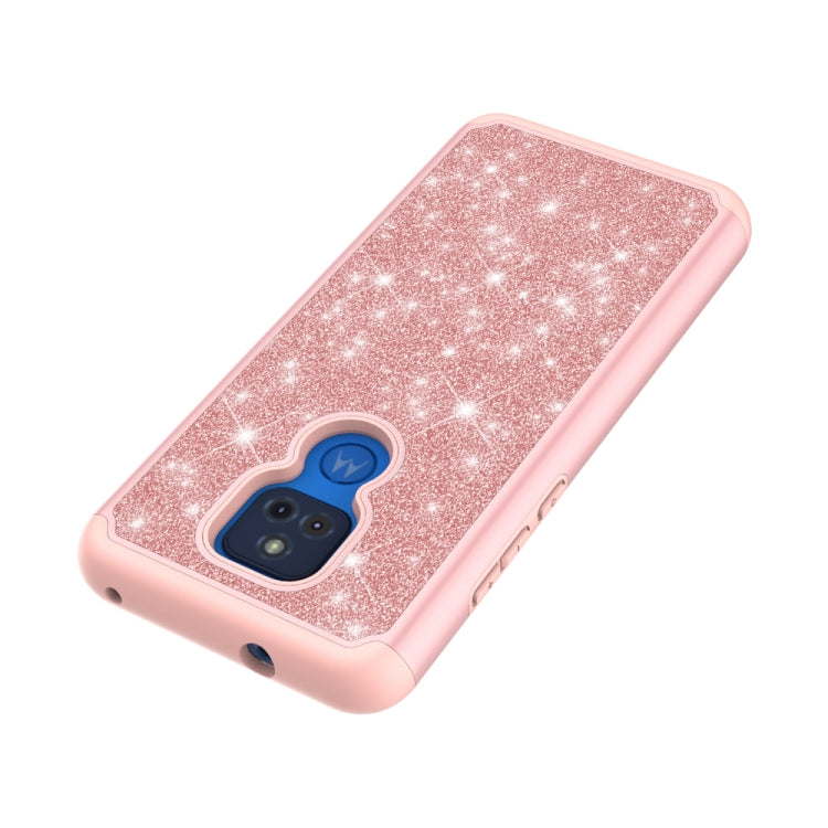 For Motorola Moto G Play (2021) Glitter Powder Contrast Skin Shockproof Silicone + PC Protective Case