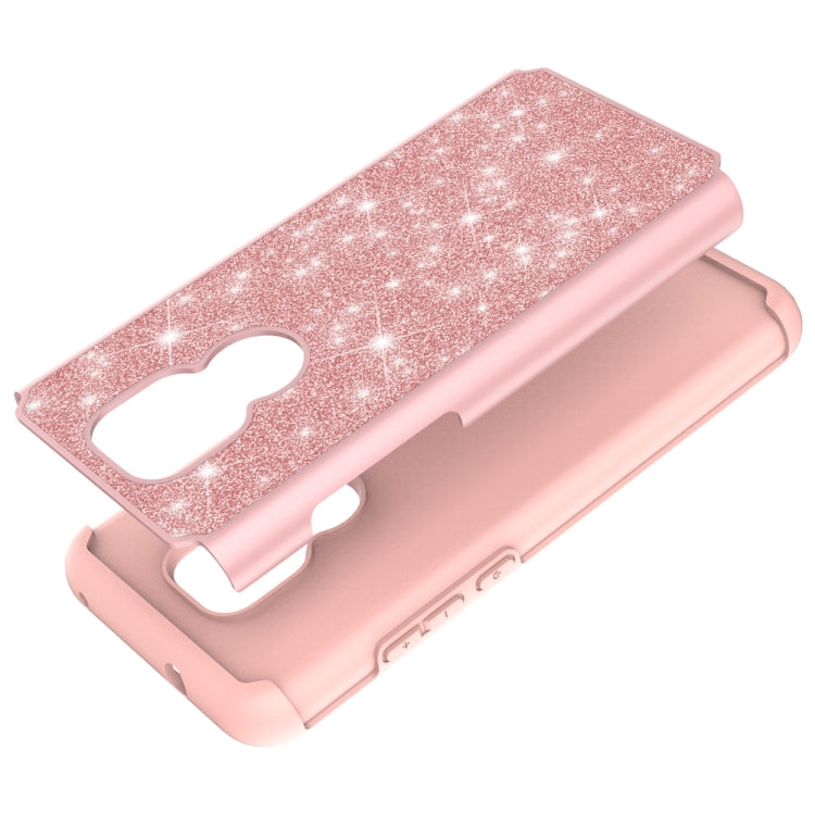 For Motorola Moto G Play (2021) Glitter Powder Contrast Skin Shockproof Silicone + PC Protective Case